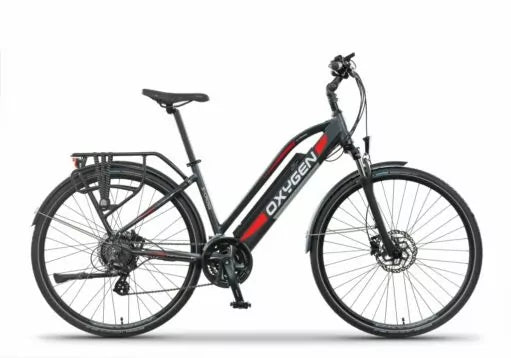 Oxygen S-Cross ST MKII  Step Through Electric Hybrid Bike – 24 Speed, Black